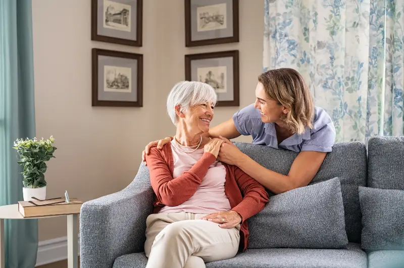 woman enjoys rewarding eldercare franchising business helping senior client